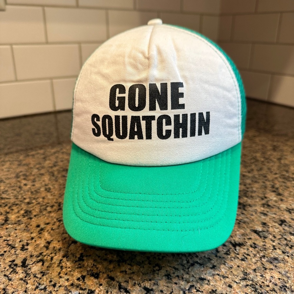 Animal Planet Gone Squatchin' Trucker Hat Men's Adjustable White Green Mesh